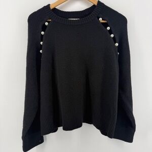 Alice + Olivia Pearly Buttons L Y2K Sweater Party Quiet Luxury